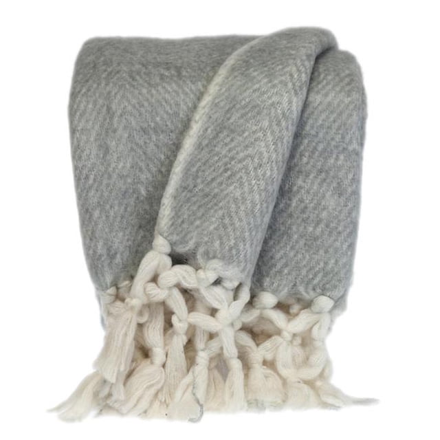 Parkland Collection THRE21671 Nagar Transitional Woven Handloom Throw Blanket, Gray & White