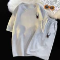 thumbnail image 2 of Conjunto de dos piezas de camiseta y pantalones cortos de manga corta con estampado de lujo de marca para hombre, traje informal para correr con estampado de gofres, ropa de entrenamiento de verano M-, 2 of 5