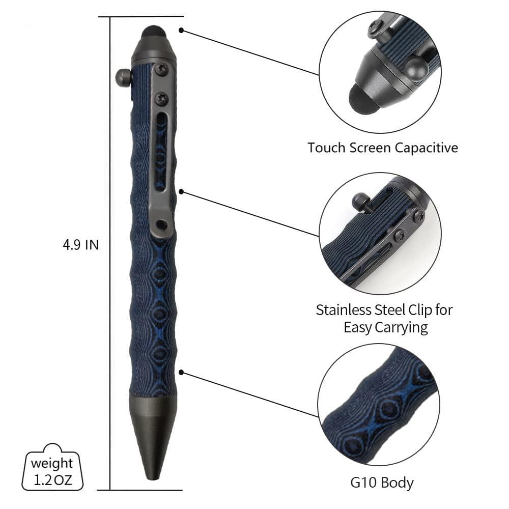 Bolt Action Touch Screen Ballpoint Pens Navy/Black Refillable EDC