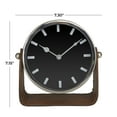 thumbnail image 3 of DecMode Stainless Steel Modern Round Decorative Desk Clock 7"W x 7"H, with Metallic Silver and Leathery Brown Stand, 3 of 8