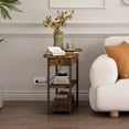 thumbnail image 3 of Set of 2 End Table with Charging Station, Sofa Couch Table with USB Ports and Outlets, Flip Top Narrow Nightstand for Living Room Bedroom, Rustic Brown, 3 of 6