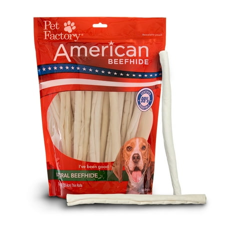 UPC: 0094983282232 | Pet Factory American Beefhide Thin Rolls Natural Flavor – 10   35 Count