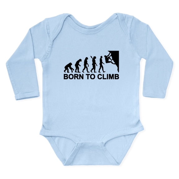 CafePress - Evolution Rock Climbin Long Sleeve Infant Bodysuit - Long Sleeve Cotton Baby Bodysuit