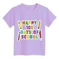 thumbnail image 4 of Summer Girls T Shirts 100 Days Of School Breathable Cartoon Print T Shirt Happy 100Th Day Pullover Top Purple Undershirt Shirts 4-5T, 4 of 4