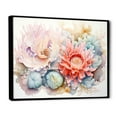 thumbnail image 2 of Designart "Grand Plumed Anemone Composition IV" Coastal Coral Under Water Floater Framed Wall Art Living Room, 2 of 5