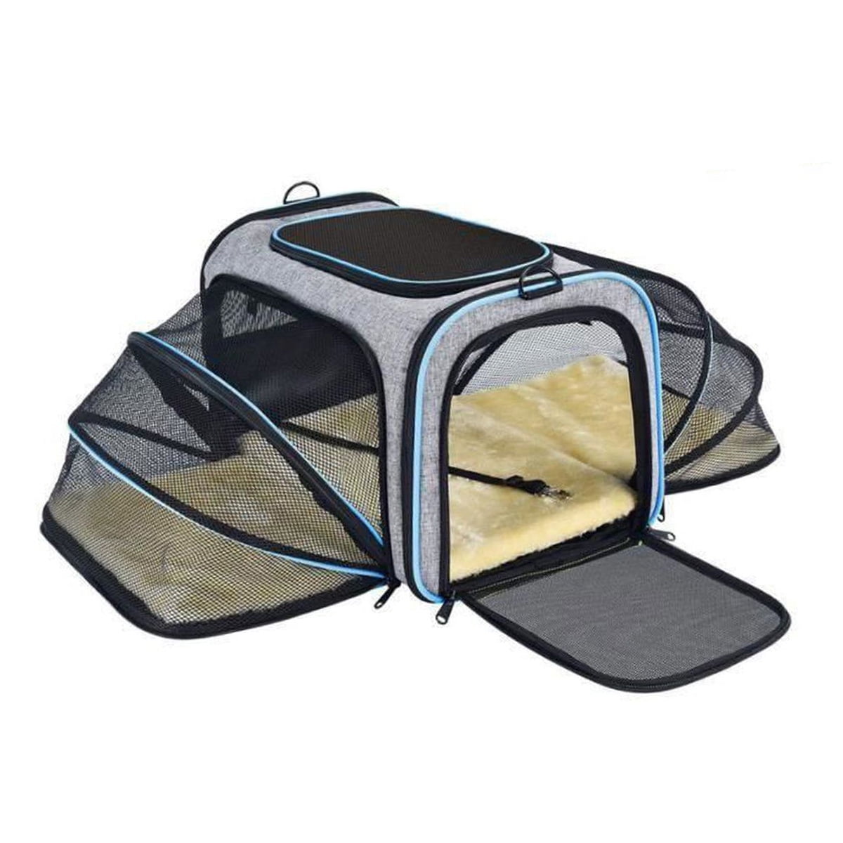 Pefilos Expandable Soft Sided Cats Dogs Pet Travel Carrier with Fleece Pad Blue Pefilos Expandable Soft Sided Cats Dogs Pet Travel Carrier with Fleece Pad Blue