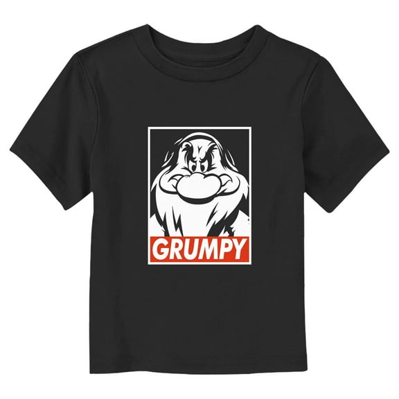 Toddler's Snow White and the Seven Dwarfs Black and White Grumpy Portrait  Graphic Tee Black 3T
