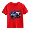 thumbnail image 4 of Girls Patriotic Red American Flag Graphic T-Shirt 4th of July Short Sleeve Tee for Kids Little Girl Kids,Size 7-8 T, 4 of 7