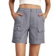 thumbnail image 4 of Mohiass Bermuda Shorts for Women Cargo Shorts Knee Length 6 Pockets Elastic Waist Long Shorts for Summer Casual Light Gray 2XL, 4 of 7