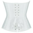 thumbnail image 3 of Women's White Strapless Corset Top Bustier, Elegant Satin Overbust Shapewear for Party, Wedding, Evening Outfits, 3 of 4