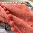 thumbnail image 4 of LOMAO Flannel Blanket Soft Throw Blanket with Pompom Fringe Lightweight Bed Blanket Fit Couch Sofa(60"x 80")(Coral), 4 of 9