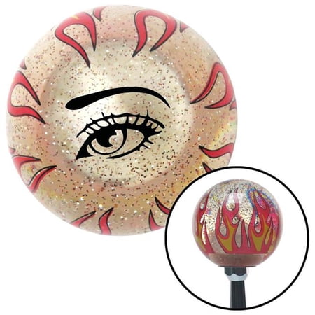 American Shifter Black Womans Eye Clear Flame Metal Flake Shift Knob with M16 x 1.5 Insert Shifter Brody