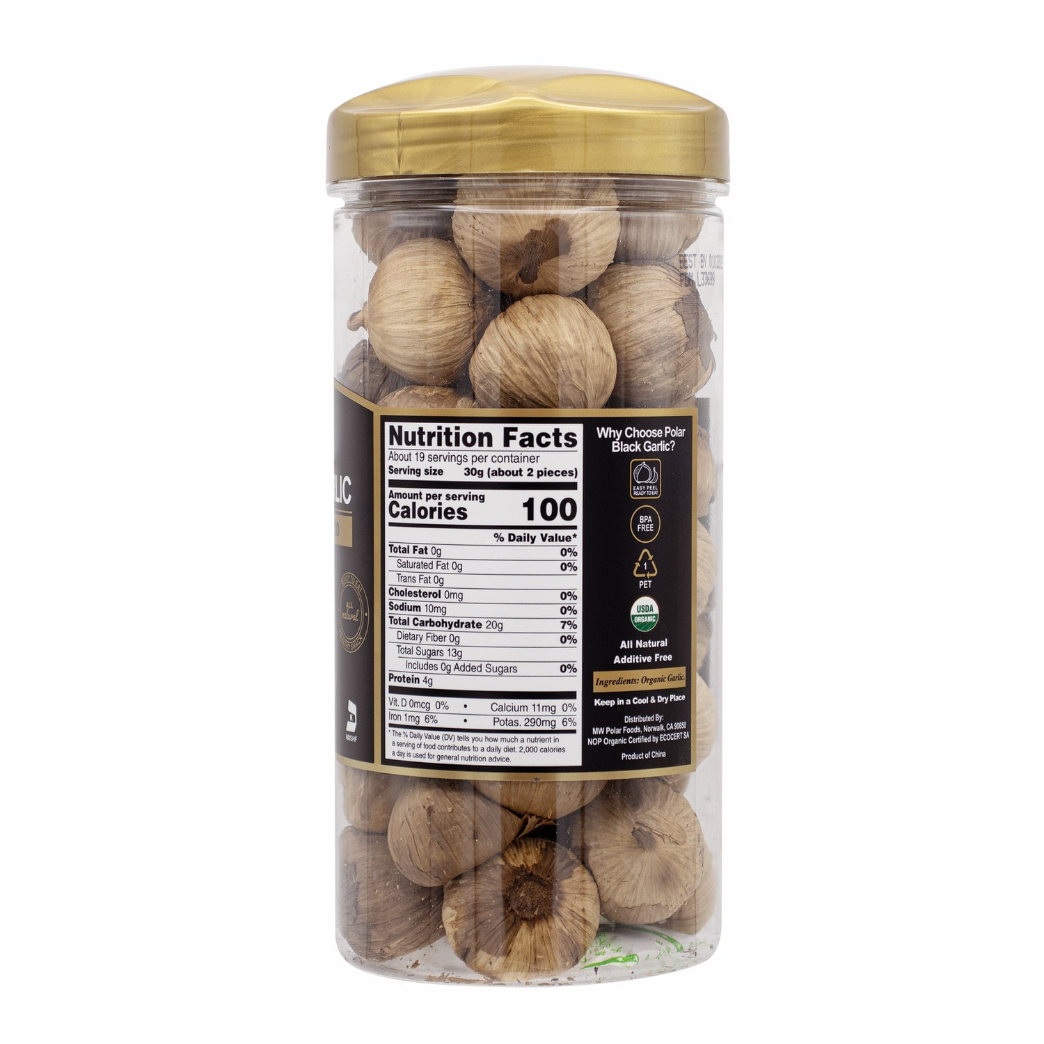 MW Polar USDA Organic Black Garlic Bulb 20 oz Jar
