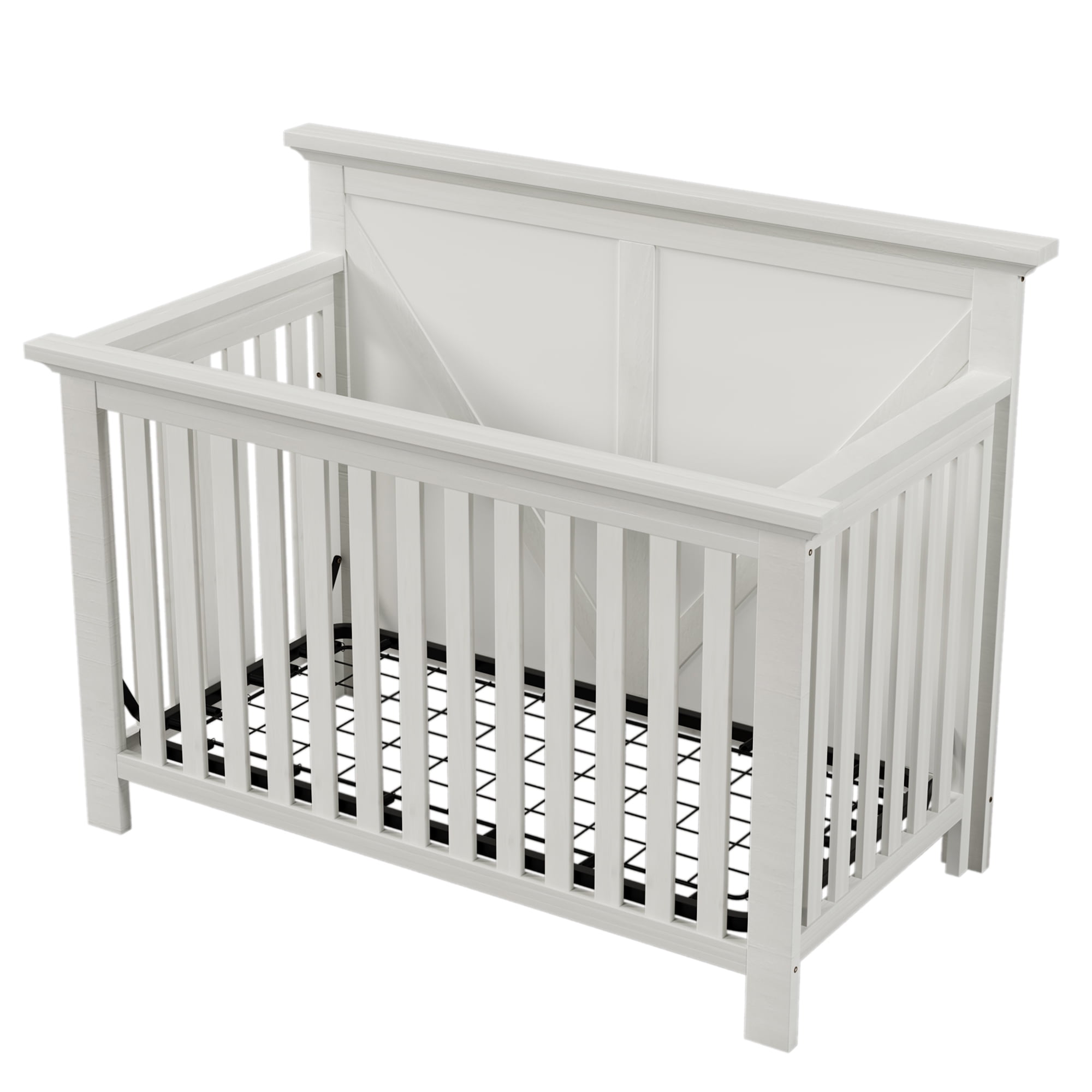 Paproos Cribs for Baby, 4in1 Solid Wood Convertible Baby Crib, NonToxic Finish, Converts to