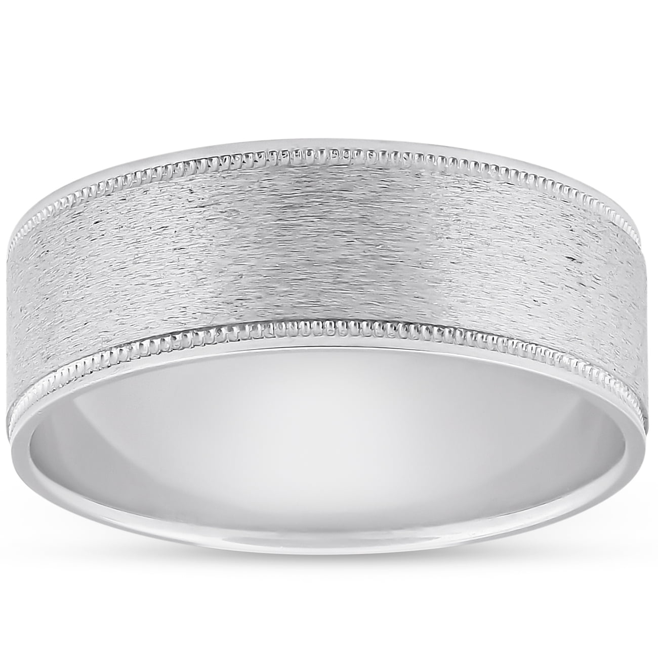Platinum 8mm Brushed Comfort Fit Ring Mens Wedding Band