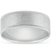 Pompeii Mens 950 Platinum 8mm Brushed Comfort Fit Band Ring New (,)