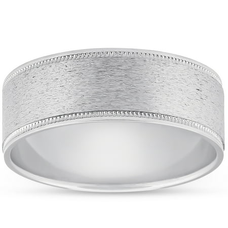 Pompeii Mens 950 Platinum 8mm Brushed Comfort Fit Band Ring New (,)