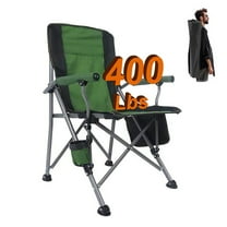BN-LINK Oversized Folding Camping Chair, Heavy Duty Support 400 Lbs Portable Padded Arm Chair with Cup Holder and Side Pocket, for Beach, Fishing, Outdoor Activities