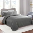 thumbnail image 3 of JML Quilt Set Queen Size, Soft Microfiber Coverlet Set With 2 Shams,Grey Weave, 3 Piece, 3 of 6