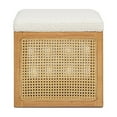 thumbnail image 2 of Nina 18" Cane Webbing Cube Ottoman,Ivory White Boucle,White Boucle Furniture Primary Living Space Ottomans, 2 of 4