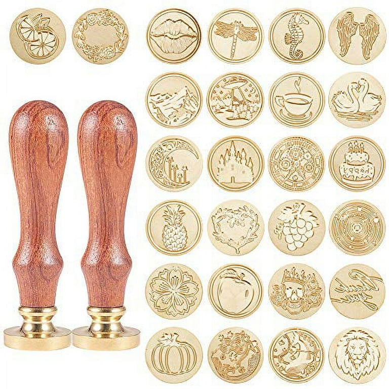 CRASPIRE Letter D Wax Seal Stamp Initial Vintage Sealing Wax Stamps  Alphabet Retro 25mm Removable Brass Head with Wooden Handle for Wedding