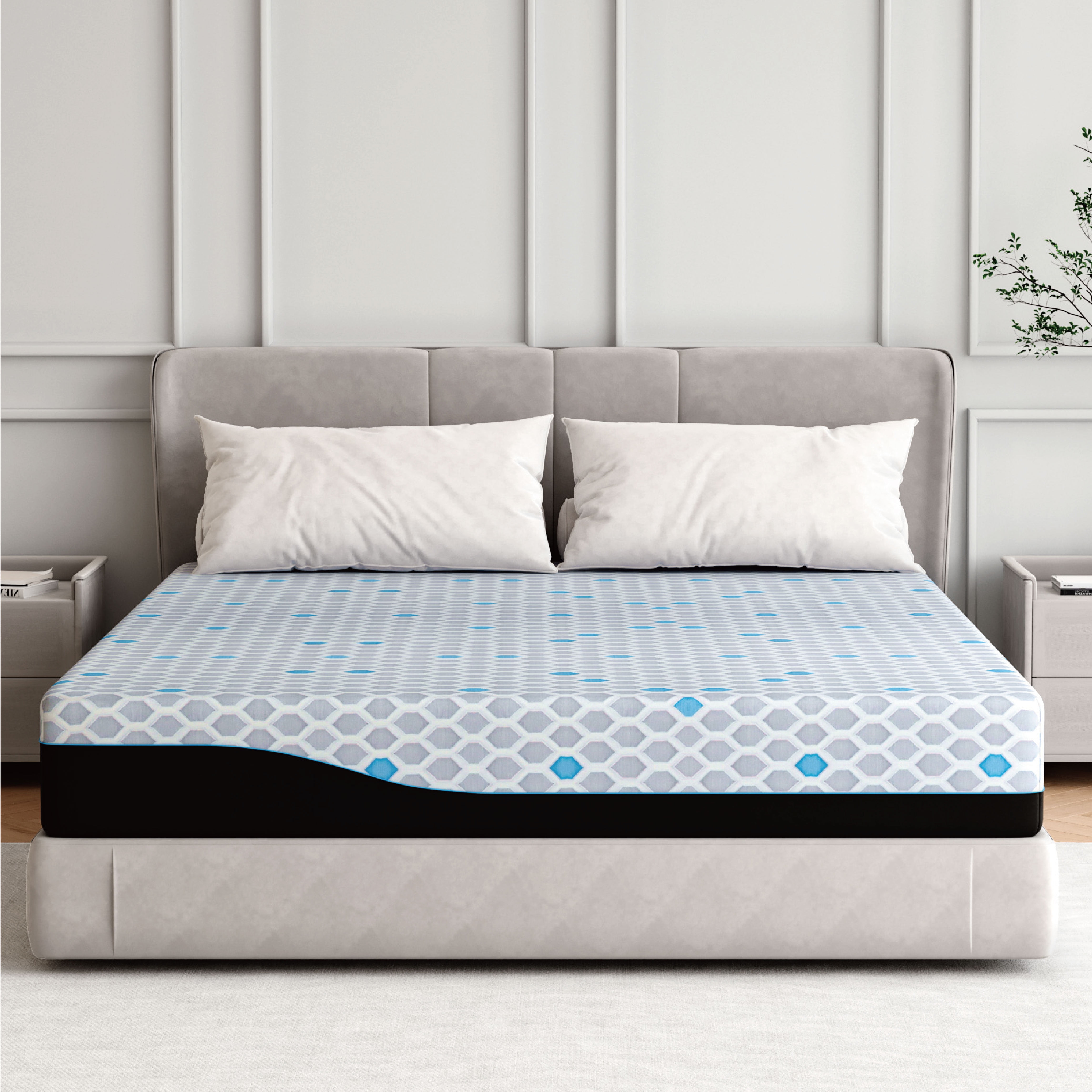 EGOHOME Charcoal 10" Gel Memory Foam Mattress，Twin Mattress in a Box，Medium