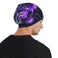 thumbnail image 5 of Rocae Purple Pattern White Tiger for Beanies Hats for Men Women Warm Chunky Knit Hats Winter Adult Milk Silk Knitted Beanie, 5 of 7