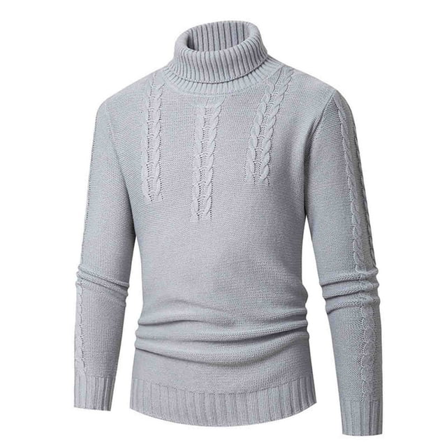 EGNMCR Turtleneck Sweater for Men, Man New Pattern High Collar Solid Color Twisted Flower Keep Warm Head Cover High Collar Long Sleeves Bottom Layer Knitting Sweater Men Polyester Top