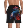 thumbnail image 3 of KLL Colorful Betta Fish Men's Casual Summer Beach Shorts Hawaiian Shorts with Pockets-Large, 3 of 5