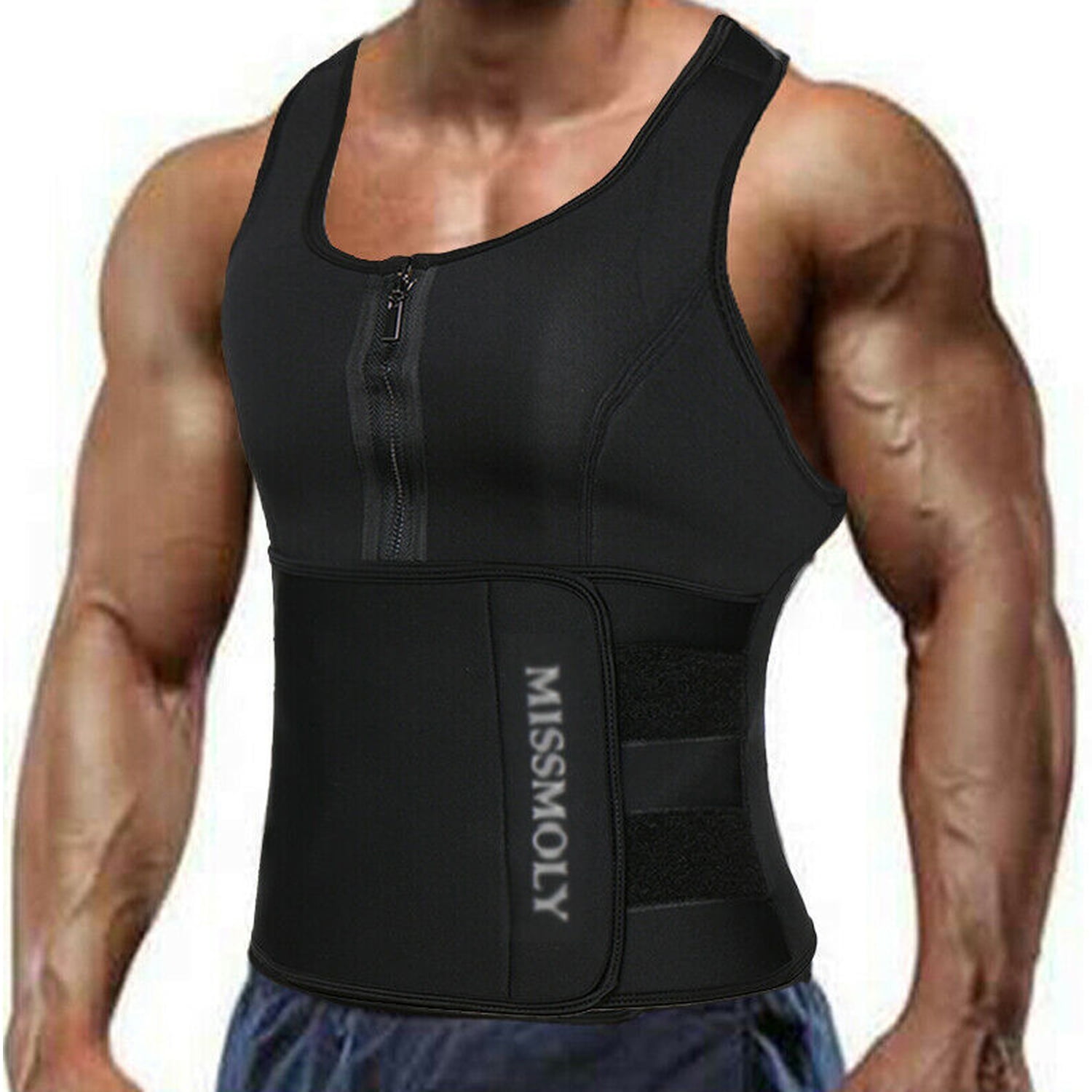 Men Sauna Suit Sweat Waist Trainer Vest Neoprene Workout Shirt Body Shaper Tops 