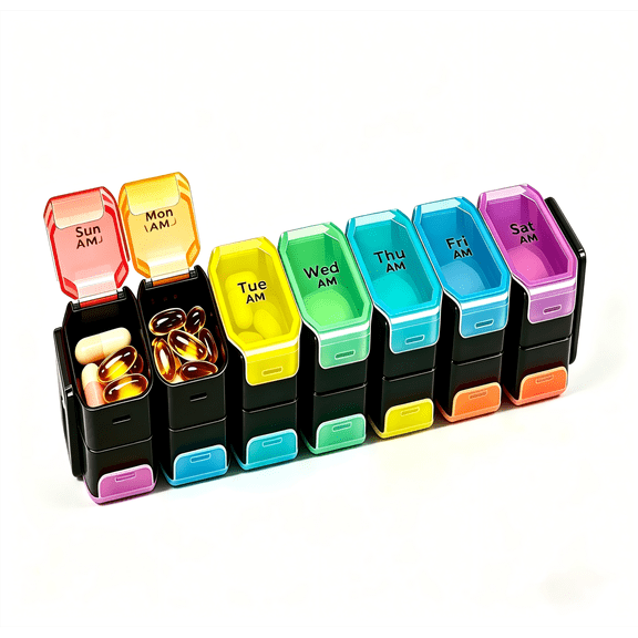 Extra Large Weekly Pill Organizer 2 Times a Day - XL Pill Case Am Pm - Big Pill Box 7 Day Oversized Daily Vitamin Organizer Jumbo Pill Container Twice a Day Medicine Supplement Dispenser Rainbow