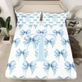 thumbnail image 2 of Feelyou Blue Princess Bowknot Full Size Sheets for Kids, Initial T Letter Bed Sheets, Watercolor Ribbon Sheet Sets, Luxury Bedroom Decor, 4-Piece, 2 of 7