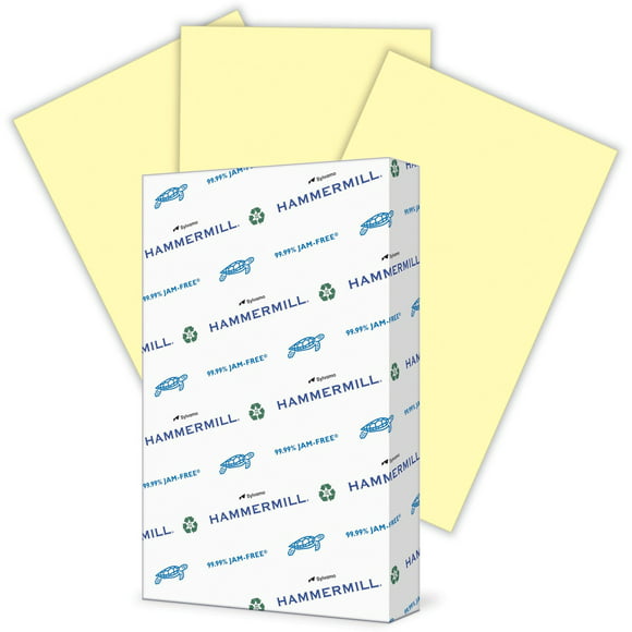 Hammermill Paper for Copy 8.5x14 Laser, Inkjet Colored Paper - 30% Recycled Legal - 8 1/2" x 14" - 20 lb Basis Weight - 500 / Ream - Canary