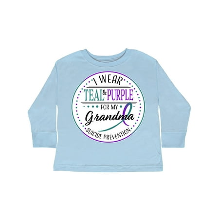 

Inktastic Suicide Prevention- I Wear Teal and Purple for My Grandma Gift Toddler Boy or Toddler Girl Long Sleeve T-Shirt