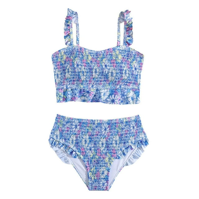 Kid Girls Swimsuits 2 Piece Tankini Set Bathing Suit Cartoon Girls Bathing Suit Size 9 Years