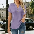 thumbnail image 2 of Hxshgdsn Womens Plus Size Short Sleeve T Shirt Casual V Neck Soft Tees Summer Outfit（Purple/XL）, 2 of 5