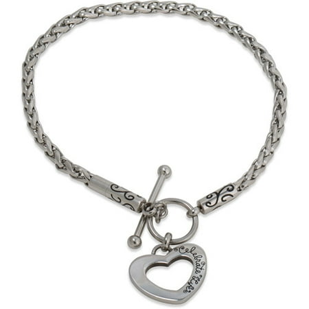 - Stainless Steel Heart Toggle Starter Bracelet, 7.25