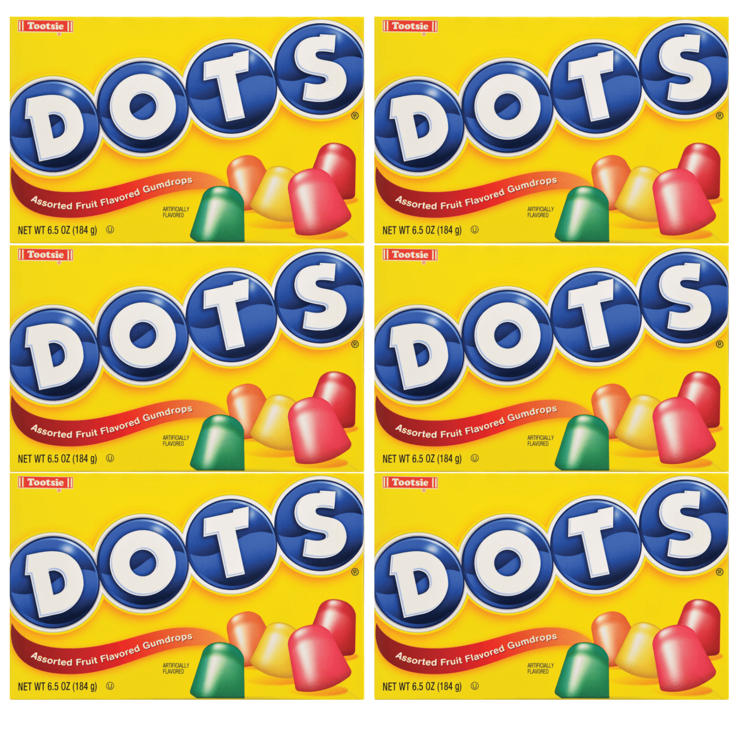 Dots Assorted Fruit Flavored Gumdrops, Peanut, & Gluten Free Soft Chewy