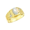 thumbnail image 3 of RYLOS Men's Rings 14K Yellow Gold Designer Nugget Ring Oval 9X7MM Gemstone & Diamonds  Opal October Birthstone Rings For Man Size 13, 3 of 7