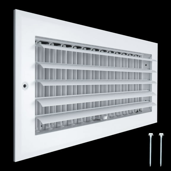 Fits 14x6 Duct Opening Aluminum 1-WAY Adjustable Air Supply Grille by Handua | Curved Blade Register Vent Cover for Sidewall & Ceiling | White | Outer Size: 15.75" X 7.75"