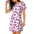 thumbnail image 2 of Honeii Orchids Flowers Print Women's Loose Short Sleeve Nightgown, Soft Cotton Sleepwear, Comfy Loose Fit Pajama Dress for Sleep and Lounge, 2 of 6