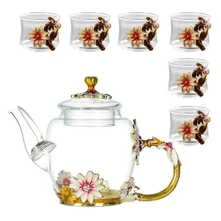 

Clear Glass Teapot with 6 Cups Tea Pot Infuser Strainer Resistant Loose Leaf Tea Pot Tool Kettle Set For Kitchen Tea