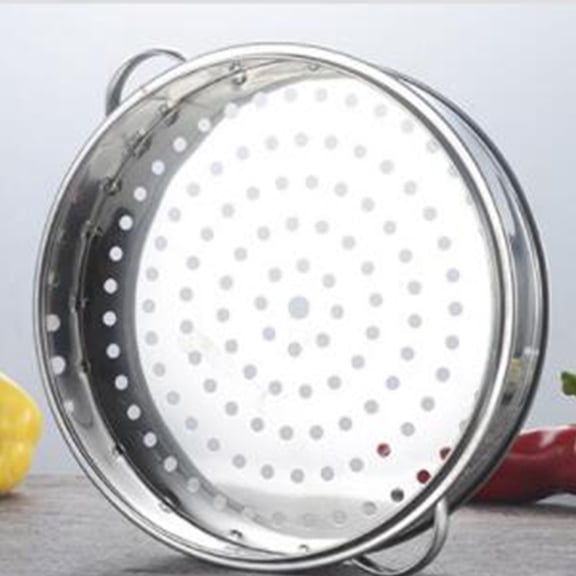 STOBOK Plated Silver Stainless Steel Steamer Basket with Ergonomic Handle for Kitchen Use