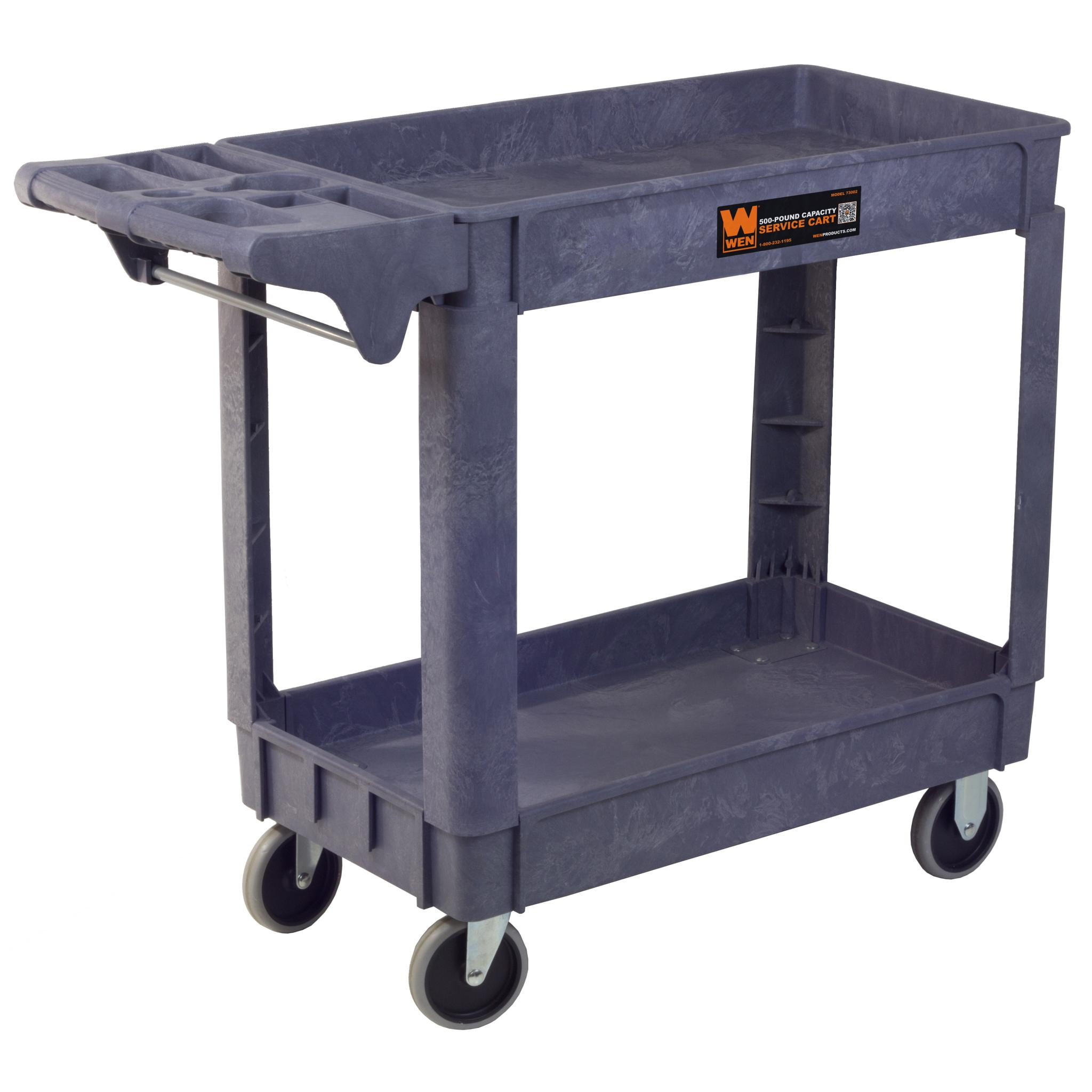 WEN 73162 Two-Tray 300-Pound Capacity Double Decker Service and Utility Cart 