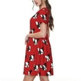 thumbnail image 2 of Naloa Bulldog Red Print Womens Summer A-Line Dress with Pockets,Short Sleeve Dresses,Flowy Beach Swing Dress for Vacation Travel, 2 of 6