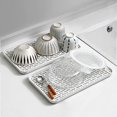 thumbnail image 4 of Bonilve Rejilla pequeña para secar tazas y platos, tabla de drenaje de cocina para fregadero de cocina, bandeja de drenaje de platos, color blanco con escurridor, lo suficientemente grande para mostra, 4 of 5