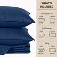 thumbnail image 3 of VCCOEM Quilt Set King Size Lightweight Bedspreads, All Season Coverlet, 3 Piece (1 Quilt, 2 Pillow Shams), Coin Pattern, Navy Blue, 3 of 10
