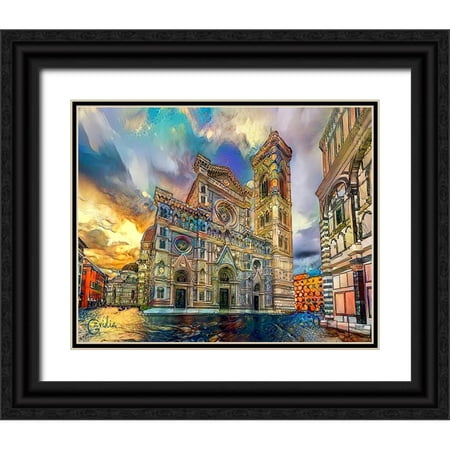 Gavidia, Pedro 14x12 Black Ornate Wood Framed with Double Matting Museum Art Print Titled - Florence Italy Cathedral of Saint Mary of the Flower Ver3