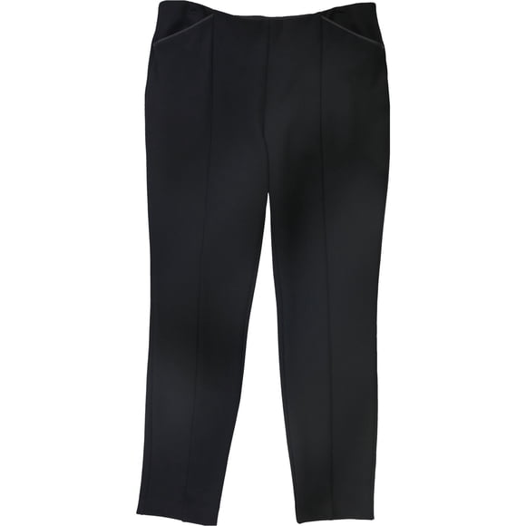 Pantalones casuales Alfani con ribete sintético para mujer negro 10