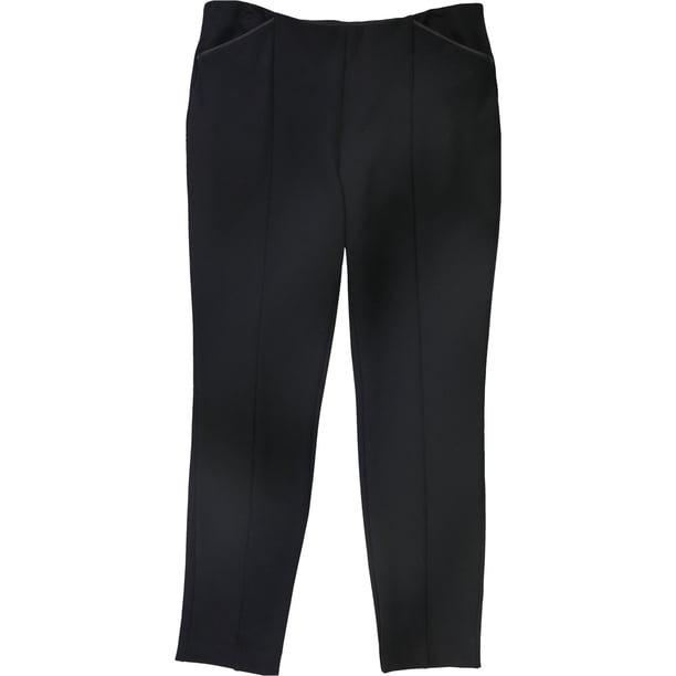 Pantalones casuales Alfani con ribete sintético para mujer negro 10